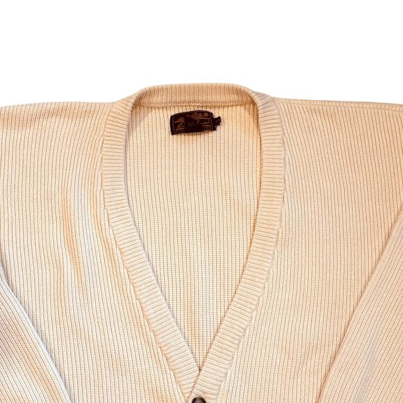 Vintage Eddie Bauer Sweater Mens Large Cream Cardigan Knit Button Front Grandpa - Picture 3 of 8